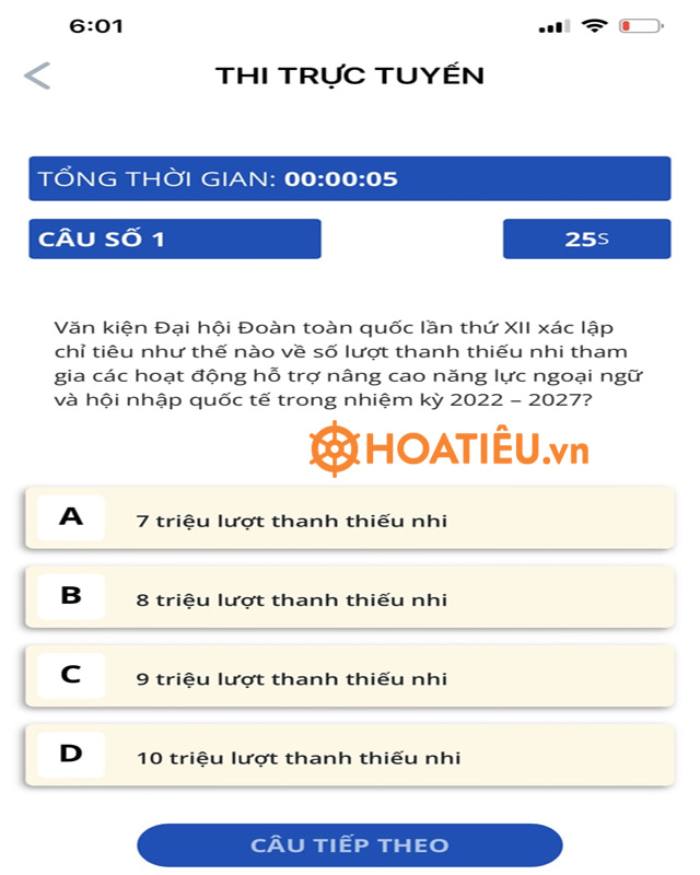 Đáp án kiểm tra học tập Nghị quyết Đại hội Đoàn toàn quốc lần thứ XII