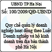 Quyết định số 100/2009/QĐ-UBND