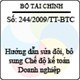 Thông tư số 244/2009/TT-BTC