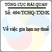 Công văn 494/2013/TCHQ-TXNK