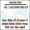 Nghị định số 116/2009/NĐ-CP