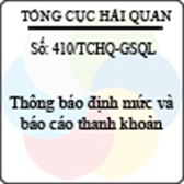 Công văn 410/2013/TCHQ-GSQL