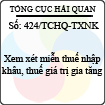 Công văn 424/2013/TCHQ-TXNK