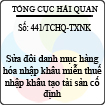 Công văn 441/2013/TCHQ-TXNK