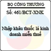 Công văn 461/2013/BCT-XNK