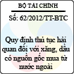 Thông tư số 62/2012/TT-BTC