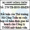 Thông báo 279/2013/TB-BNN-ĐMDN