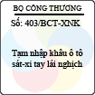 Công văn 403/2013/BCT-XNK