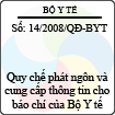 Quyết định số 14/2008/QĐ-BYT