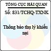 Công văn 831/2013/TCHQ-TXNK