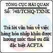 Công văn 748/2013/TCHQ-TXNK