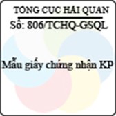 Công văn 806/2013/TCHQ-GSQL