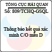 Công văn 809/2013/TCHQ-GSQL