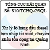 Công văn 810/2013/TCHQ-GSQL