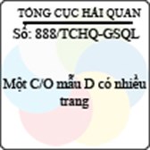 Công văn 888/2013/TCHQ-GSQL