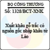 Công văn 1328/2013/BCT-XNK