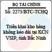 Công văn 2275/2013/BTC-TCHQ