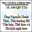 Quyết định số 849/QĐ-TTG