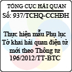 Công văn 937/2013/TCHQ-CCHĐH