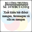 Công văn 1476/2013/BCT-CNNg