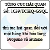 Công văn 1039/TCHQ-GSQL