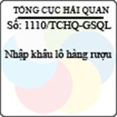 Công văn 1110/TCHQ-GSQL