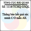 Công văn 1116/TCHQ-GSQL