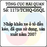 Công văn 1173/TCHQ-GSQL