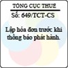Công văn 649/TCT-CS