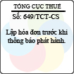 Công văn 649/TCT-CS