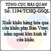 Công văn 1194/TCHQ-GSQL