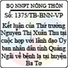 Thông báo 1375/TB-BNN-VP