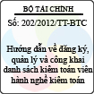 Thông tư 202/2012/TT-BTC