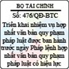 Quyết định 476/2013/QĐ-BTC