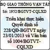 Công văn 1952/BGTVT-CQLXD