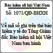 Quyết định 1071/QĐ-BHXH về mã số ghi trên thẻ bảo hiểm y tế