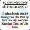 Thông báo 1439/TB-BNN-VP