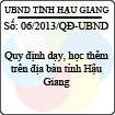 Quyết định 06/2013/QĐ-UBND tỉnh Hậu Giang