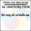 Công văn 1636/TCHQ-TXNK