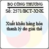 Công văn 2571/BCT-XNK