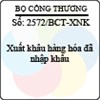Công văn 2572/BCT-XNK
