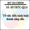 Công văn 807/BTC-QLG