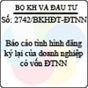 Công văn 2742/BKHĐT-ĐTNN
