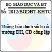 Công văn 2812/BGDĐT-KHTC