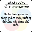 Công văn 315/SXD-KTXD