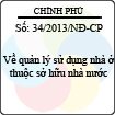 Nghị định số 34/2013/NĐ-CP về quản lý sử dụng nhà ở thuộc sở hữu Nhà nước