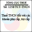 Công văn 1258/TCT-TNCN