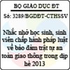 Công văn 3289/BGDĐT-CTHSSV