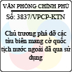 Công văn 3837/VPCP-KTN