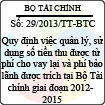 Thông tư 29/2013/TT-BTC